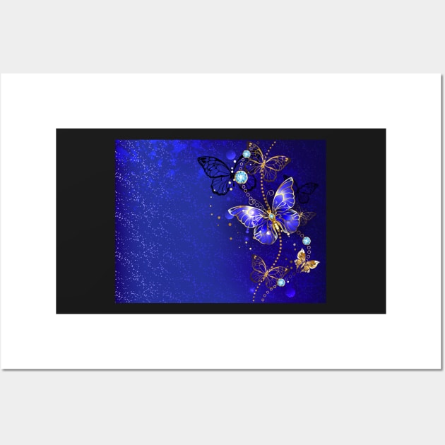Blue Background with Sapphire Butterfly Wall Art by Blackmoon9